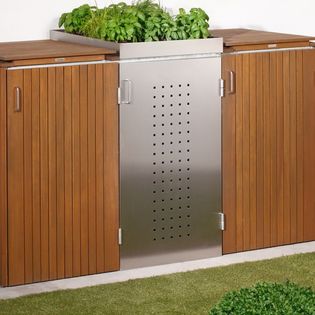 Binto - Mülltonnenboxen von Traumgarten, Edelstahl Holz