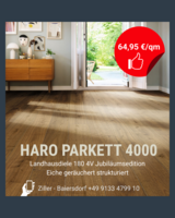 Entdecke das HARO PARKETT 4000 – elegante Landhausdiele in Eiche geräuchert strukturiert zum Top-Preis:   nur 64,95 €/qm!