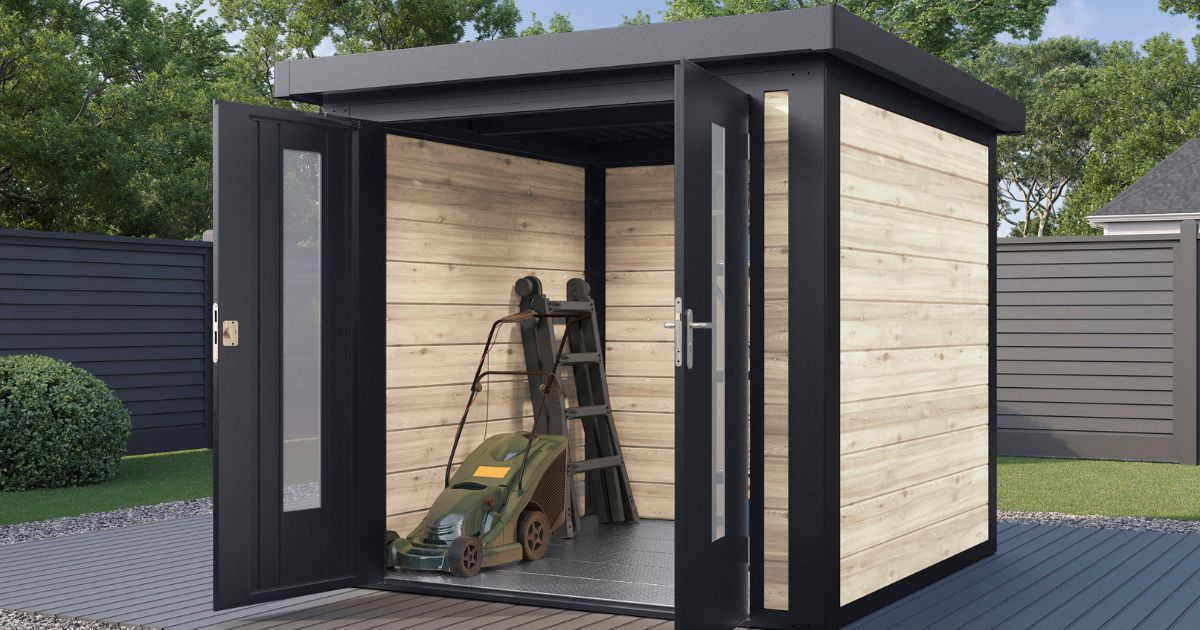 Finnhaus Henrik Hybrid-Gartenhaus aus Holz und Metall