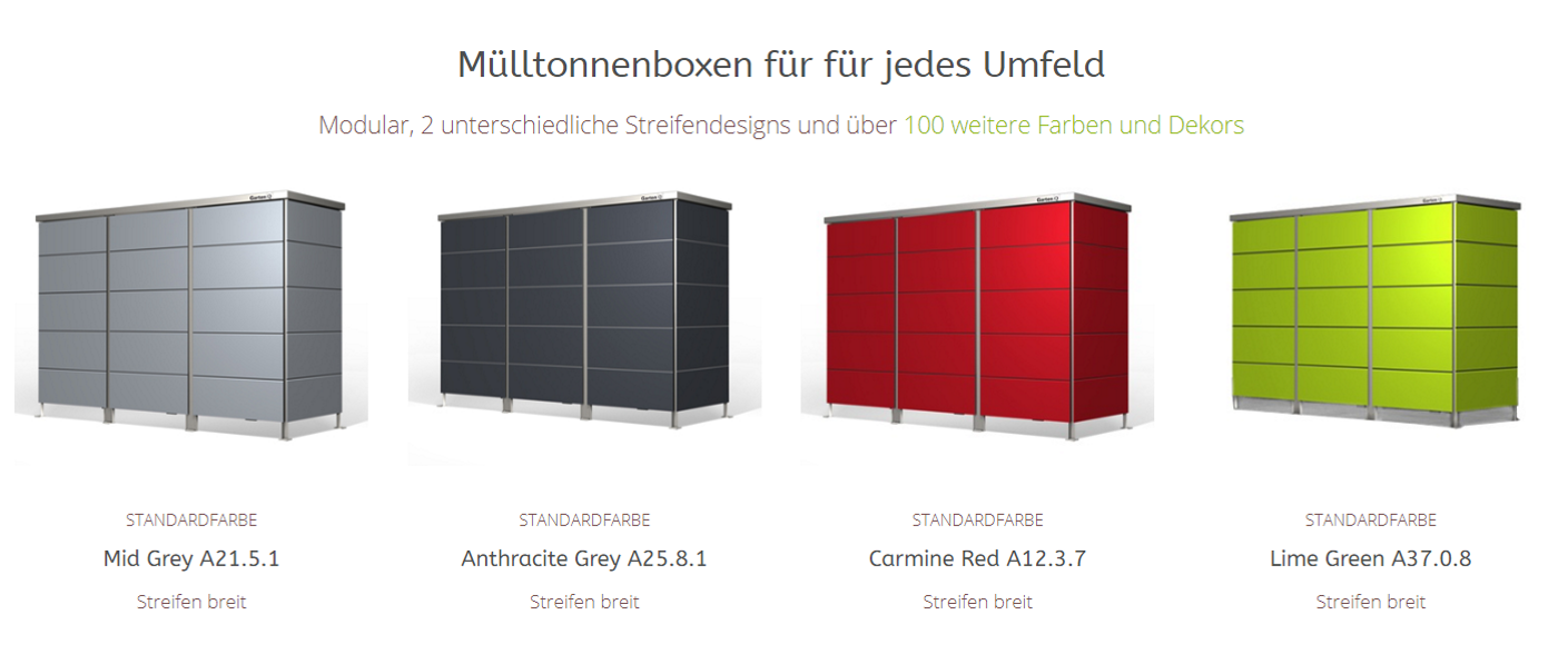 Mülltonnenboxen modular erweiterbar. Bei Ziller in Nürnberg.